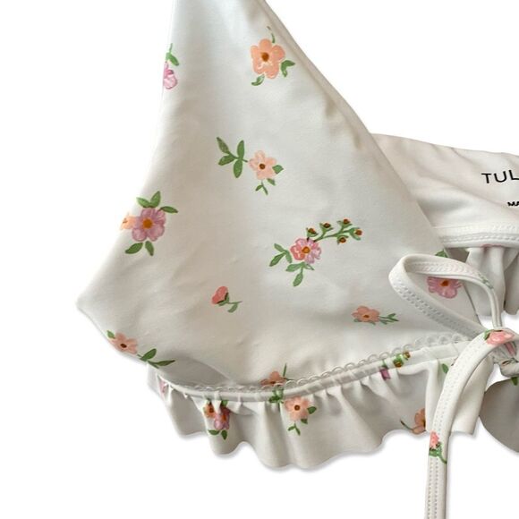 Tularosa Dreamer Bikini Top tea party floral ruffle swimsuit Revolve NWT L - Picture 7 of 13